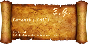 Bereszky Gál névjegykártya